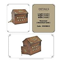Wooden Money Bank -  Hut Shape Piggy Bank Wooden 6 X 4 Inch For Kids And Adults (Brown)